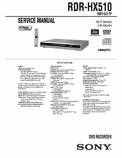 Sony RDR-HX510 Sony DVD-Recorder